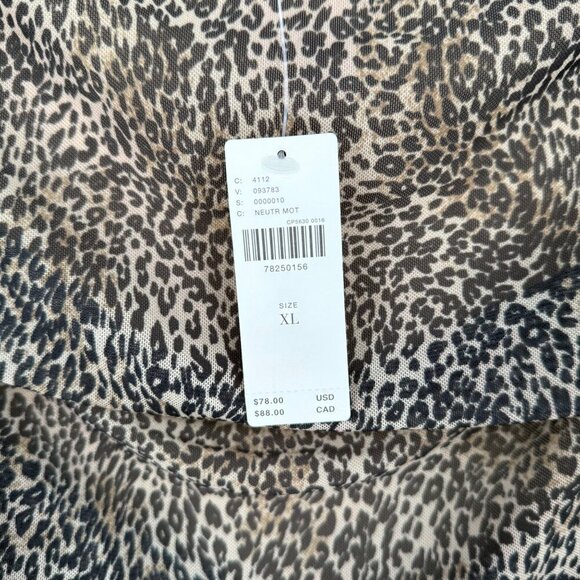 Anthropologie Womens Off-the-Shoulder Shirred Mesh Top Size XL Leopard Print NEW - Picture 4 of 12